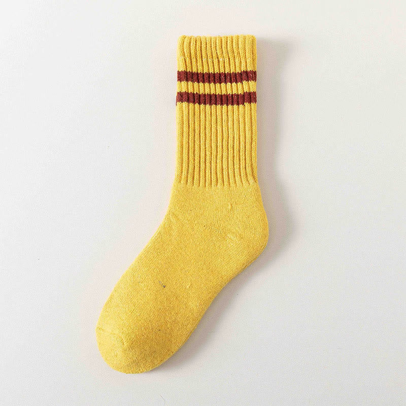 Gestreifte warme Wollsocken in Übergröße (5 Paar) - Gelb - EU36-44 (US3-10) - image 10