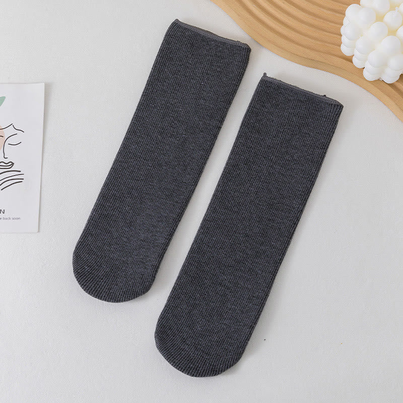 Plus Size einfarbige Fleece-Socken (6 Paar) - Dunkelgrau - EU34-45 (US1-11) - image 13
