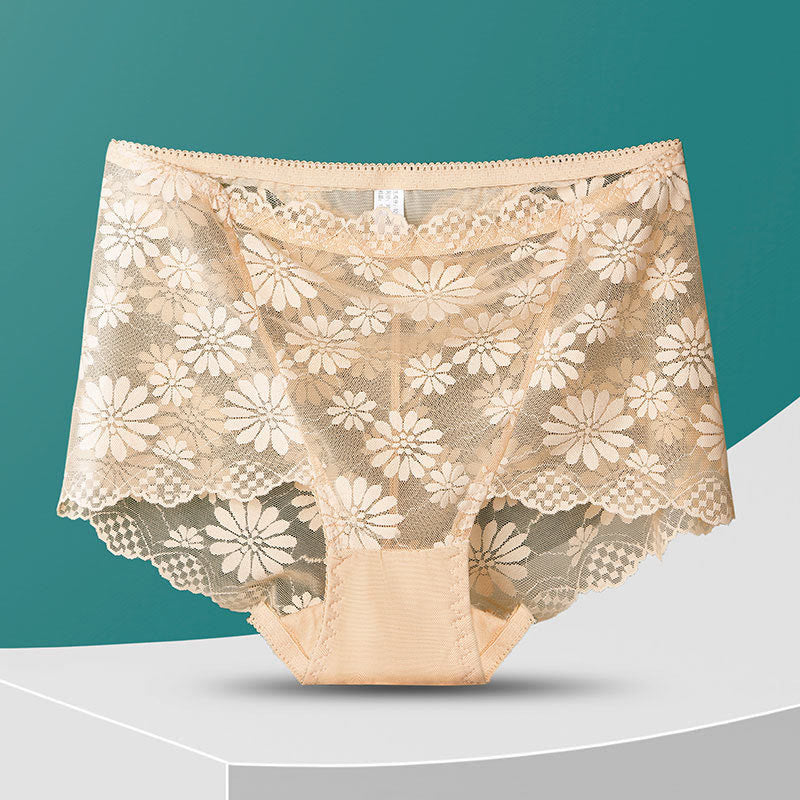 Hochgeschnittene Höschen mit Blumenmuster und Spitze (5 Paar) - Nackt - 4XL - image 18