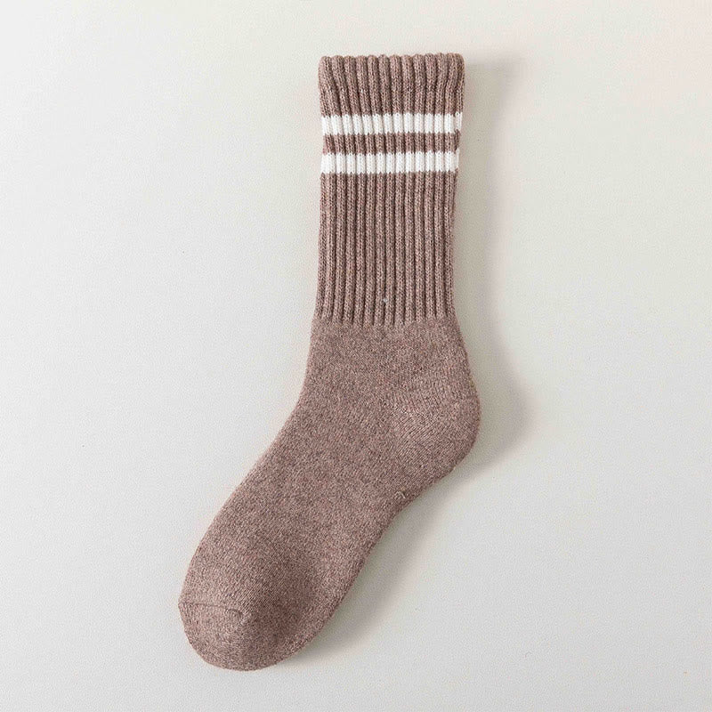 Gestreifte, warme Wollsocken (5 Paar) - Kaffee - EU36-44 (US3-10) - image 12