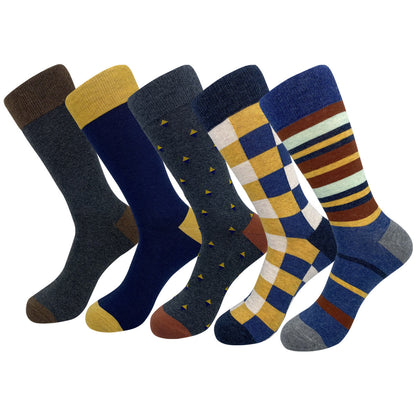 Modische karierte Crew-Socken in Übergröße (5 Paar)