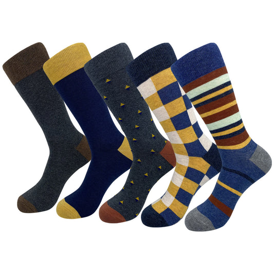 Modische karierte Crew-Socken in Übergröße (5 Paar)