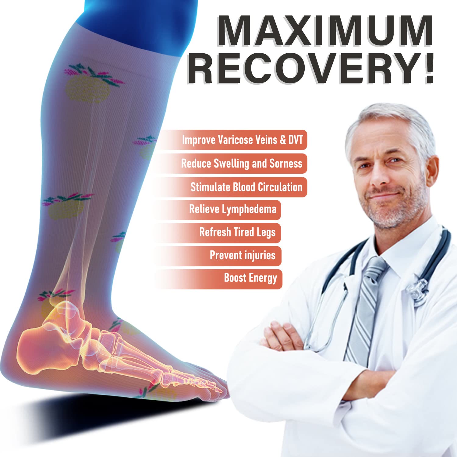 Plusock Pink Pineapple Kompressionsstrümpfe in Übergrößen 2XL-7XL (3 Paar) - image 4