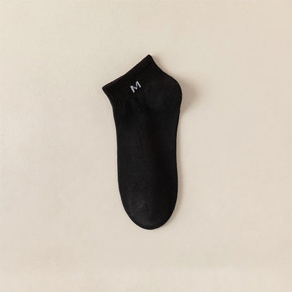 Knöchelsocken aus einfarbiger Baumwolle (5 Paar) - EU44-50 (US10-15) - Schwarz - image 1
