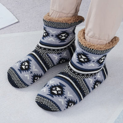 Rutschfeste Fleece-Hausschuhsocken in Übergröße (2 Paar)