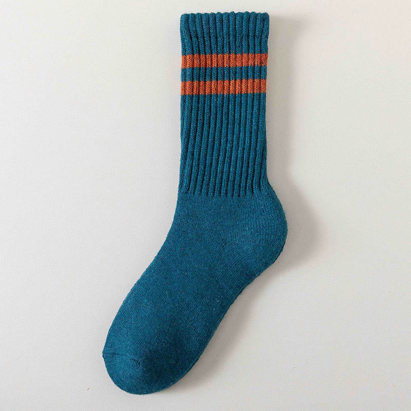 Gestreifte, warme Wollsocken (5 Paar) - Dunkelgrün - EU36-44 (US3-10) - image 9