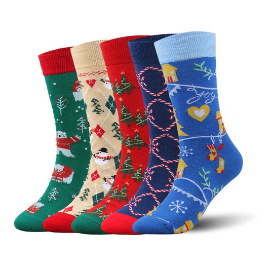 Weihnachtliche, weiche Socken (5 Paar) - Mehrfarbig - EU43-49 (US9-14) - image 0