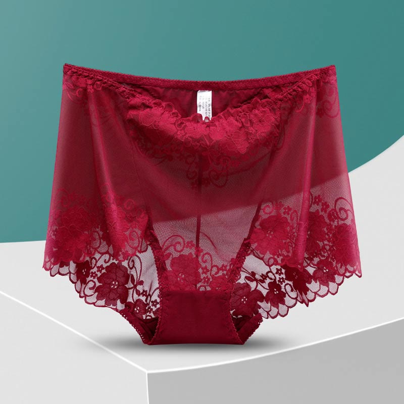 Hochgeschnittene Höschen mit Lochspitze (5 Paar) - Wein - 4XL - image 16