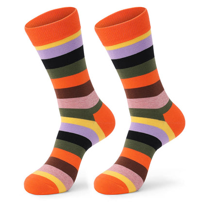 Bunt gestreifte Crew-Socken aus Baumwolle (5 Paar)
