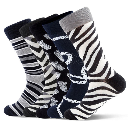Crew-Socken mit Zebramuster in Übergröße (5 Paar)
