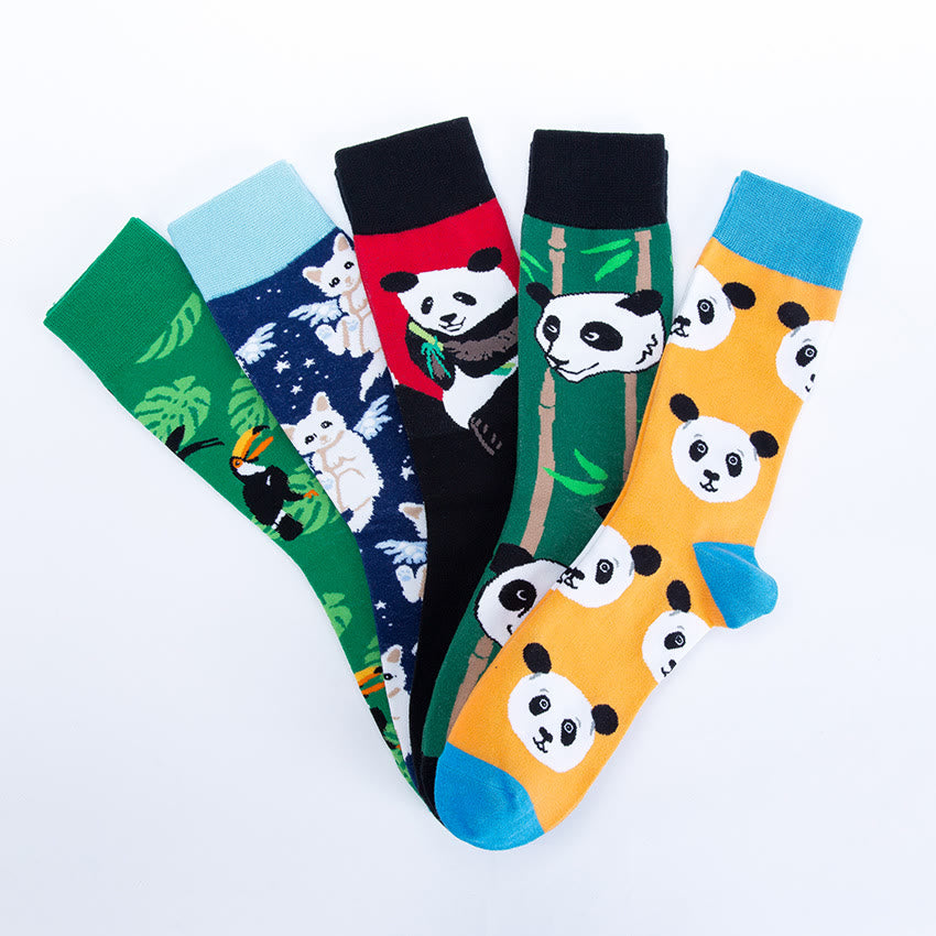 Süße Panda-Crew-Socken in Übergröße (5 Paar)
