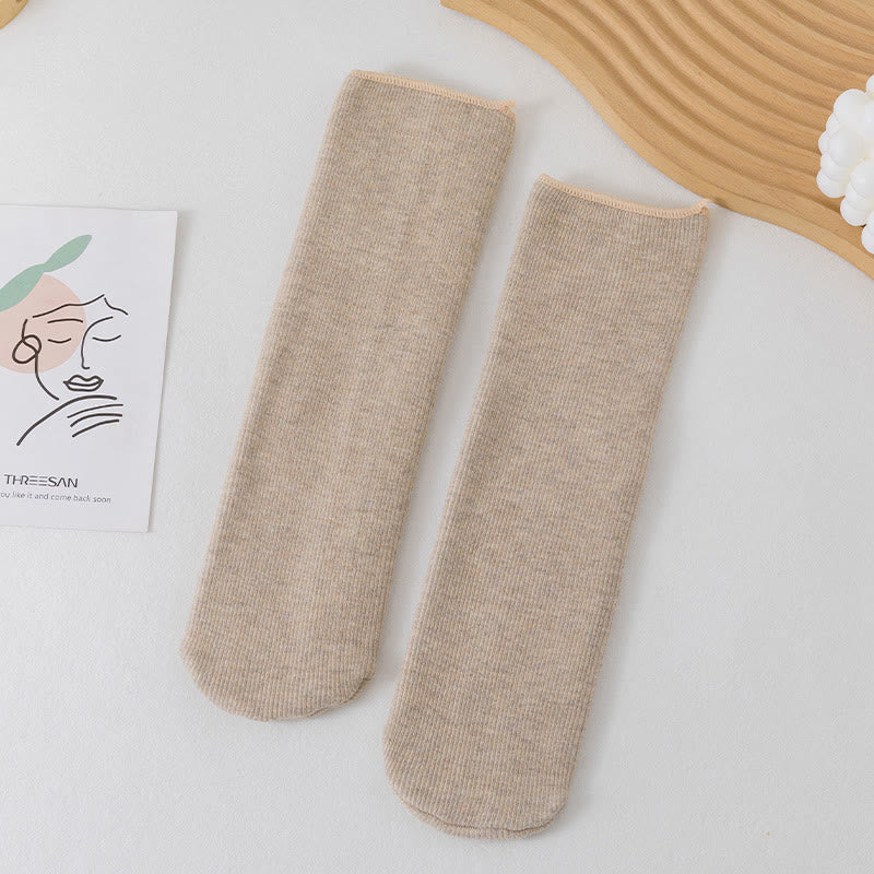 Plus Size einfarbige Fleece-Socken (6 Paar) - Khaki - EU34-45 (US1-11) - image 10