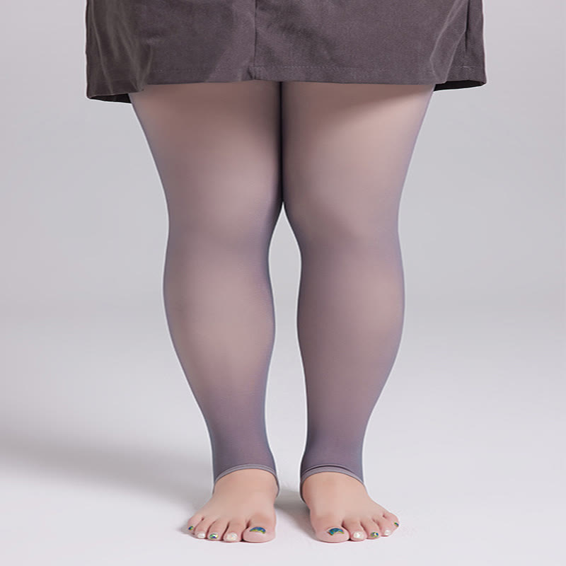 Dicke Strumpfhosen mit hoher Taille in Übergröße - 330 g (plus Samt) - Grau - Stegstrumpfhose - image 3