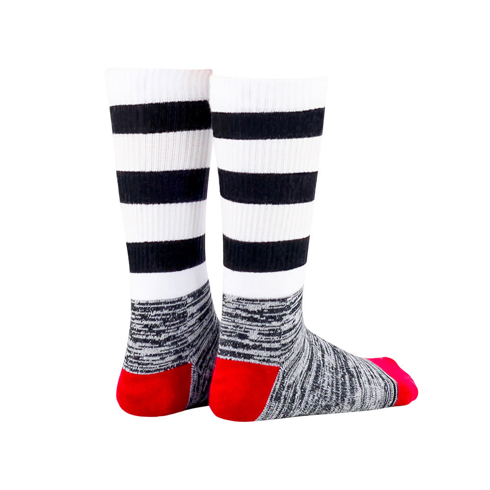 Kniehohe gepolsterte Socken mit schwarzen und weißen Streifen - image 5