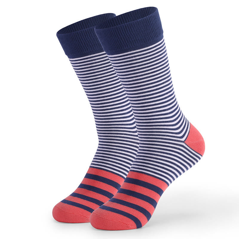 Vintage bunt gestreifte Crew-Socken (5 Paar)