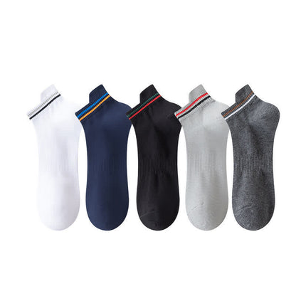 Gestreifte, schweißhemmende Sport-Knöchelsocken (5 Paar) - Mehrfarbig (5 Paar) - EU43-48 (US9-13) - image 1