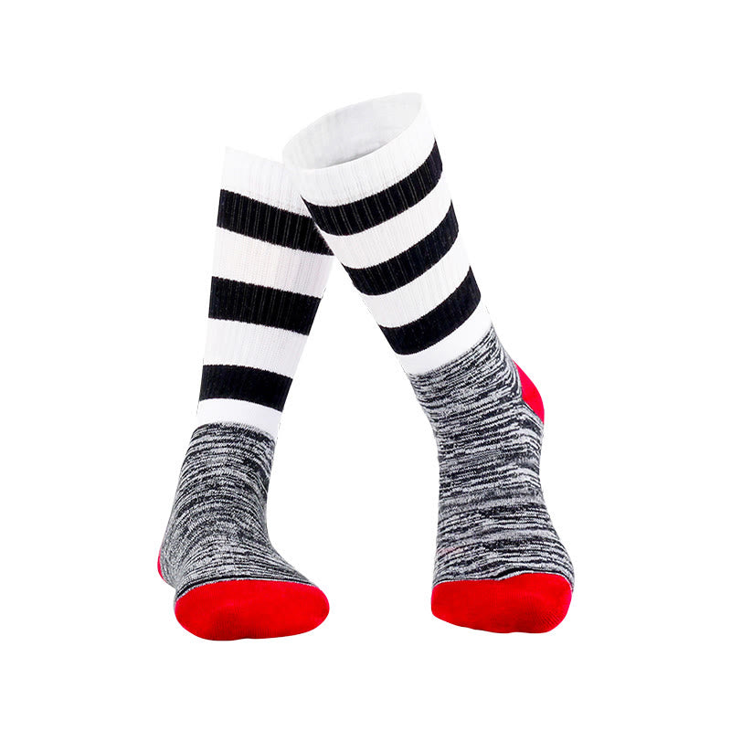 Kniehohe gepolsterte Socken mit schwarzen und weißen Streifen - image 1