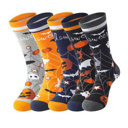Baumwollsocken mit Halloween-Kürbismotiv in Übergröße (5 Paar) - Mehrfarbig - EU44-49 (US10-14) - image 7