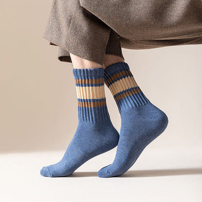 Plus Size Verdickte Streifen Viertelstrümpfe (7 Paar) - image 5