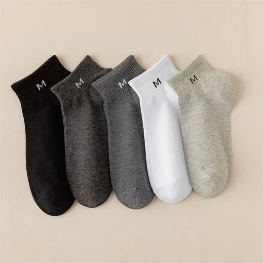 Knöchelsocken aus einfarbiger Baumwolle (5 Paar) - EU44-50 (US10-15) - Mehrfarbig (5 Paar) - image 0