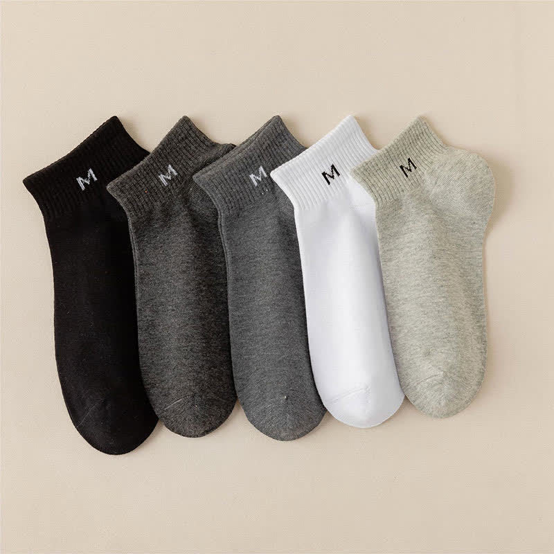 Knöchelsocken aus einfarbiger Baumwolle (5 Paar) - EU44-50 (US10-15) - Mehrfarbig (5 Paar) - image 0