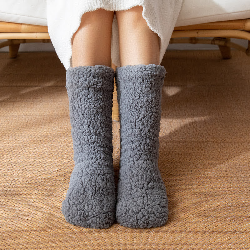 Doppelseitige Fleece-Haussocken für den Winter (2 Paar) - Grau - EU36-42 (US3-8,5) - image 1