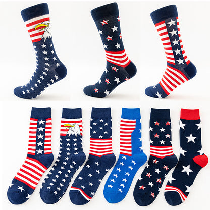 USA Stars Stripes Crew Socks (6 Paar) - 42-48 - Mehrfarbig - image 1