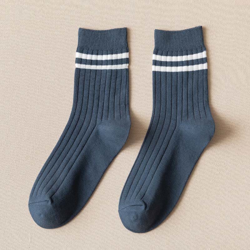 Gestreifte, weiche Diabetiker-Viertelsocken (6 Paar) - 43-48 - Blau - image 9