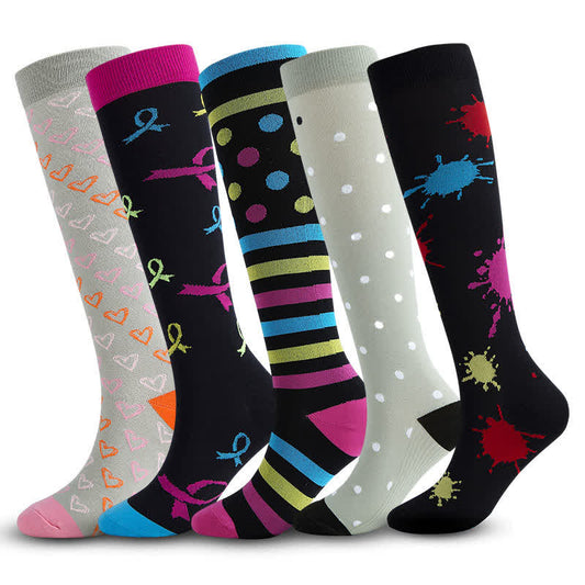 Graue Kompressionsstrümpfe mit Herzmotiv (5 Paar) - image 0