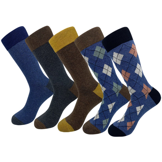 Klassische Crew-Socken mit Rautenmuster in Übergröße (5 Paar)