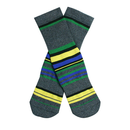 Dunkelgrüne gestreifte, kniehohe, gepolsterte Socken - image 8
