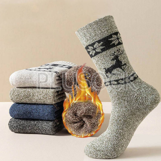 Verdickte Wollsocken mit Elchmuster in Übergröße (5 Paar)