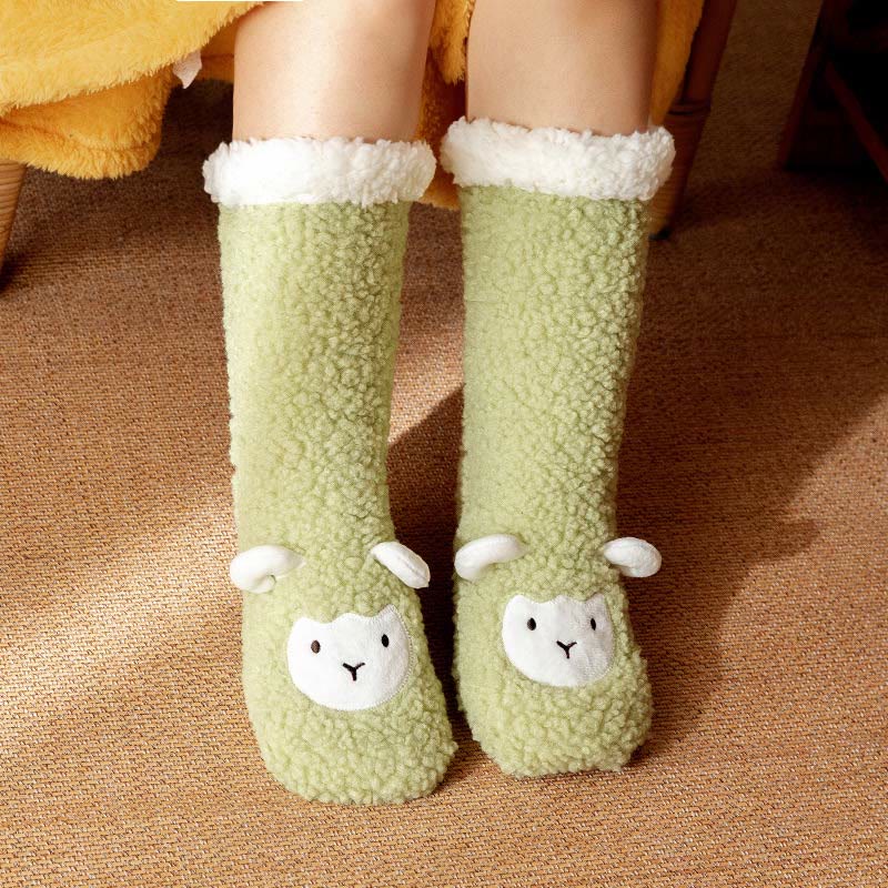 Winter-Hausschuhsocken aus Korallenfleece mit Lamm-Design - image 11