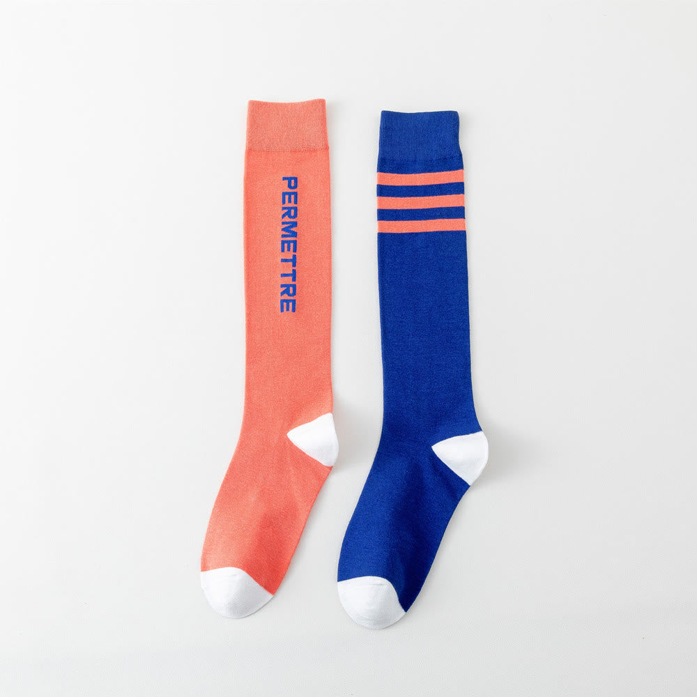 Kompressionsstrümpfe aus Baumwolle in Übergröße, gemischte Farben (3 Paar) - Unisex - Orange&Blau - image 17