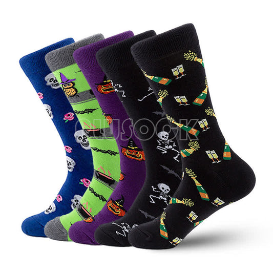 Halloween-Baumwoll-Loungesocken (5 Paar) - Mehrfarbig - EU40-47 (US7-13) - image 0