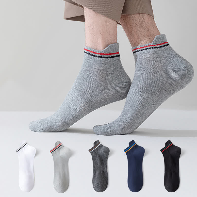Gestreifte, schweißhemmende Sport-Knöchelsocken (5 Paar) - image 0