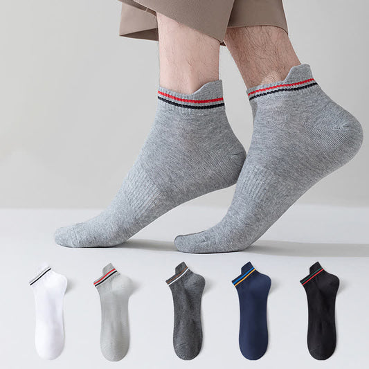 Gestreifte, schweißhemmende Sport-Knöchelsocken (5 Paar) - image 0