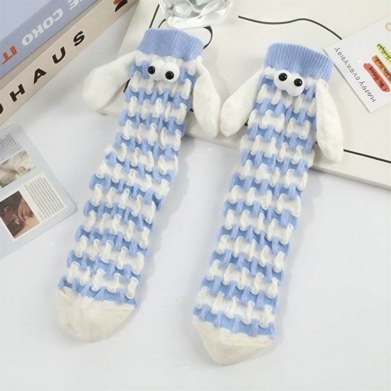 Plüschige Stricksocken mit Hahnentrittmuster (5 Paar) - Blau - EU35-42 (US2-8) - image 4