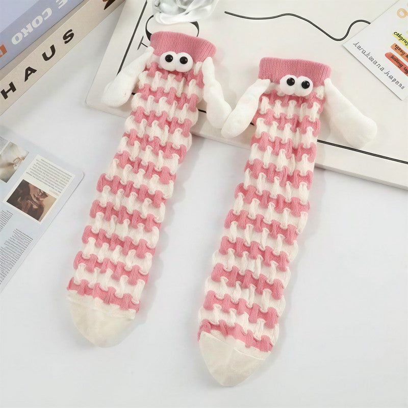 Plüschige Stricksocken mit Hahnentrittmuster (5 Paar) - Rosa - EU35-42 (US2-8) - image 3