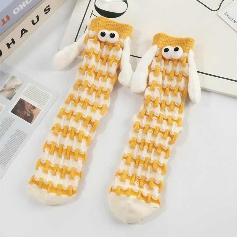 Plüschige Stricksocken mit Hahnentrittmuster (5 Paar) - Gelb - EU35-42 (US2-8) - image 2