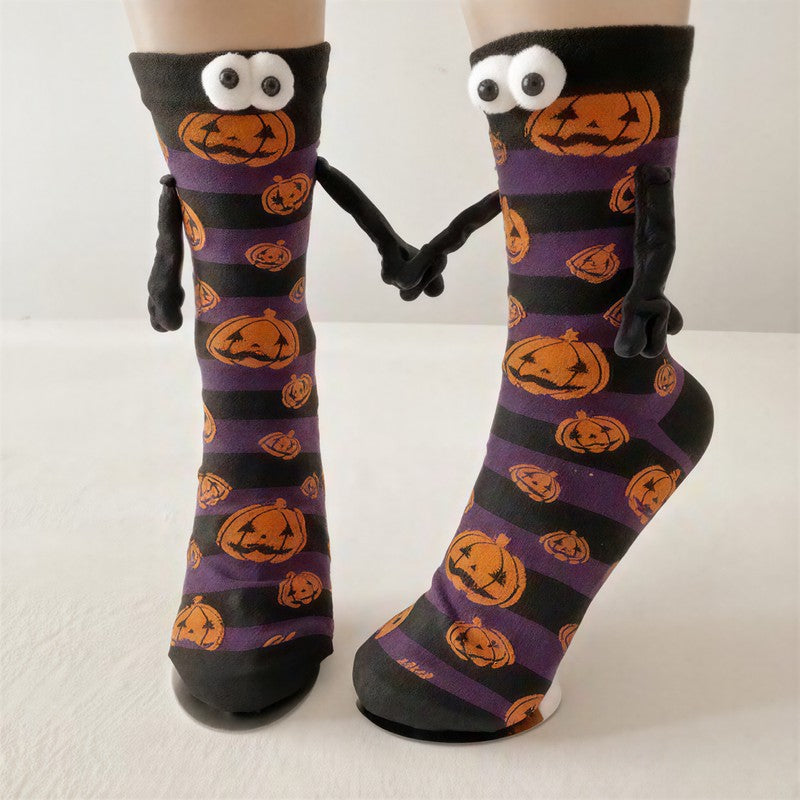 Halloween 3D-Augen Plüsch-Viertelsocken (4 Paar) - Lila - EU34-40 (US1-7) - image 3
