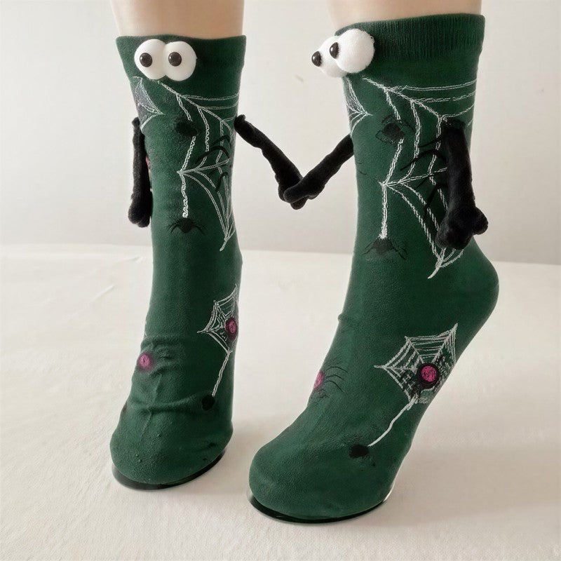 Halloween 3D-Augen Plüsch-Viertelsocken (4 Paar) - Grün - EU34-40 (US1-7) - image 2