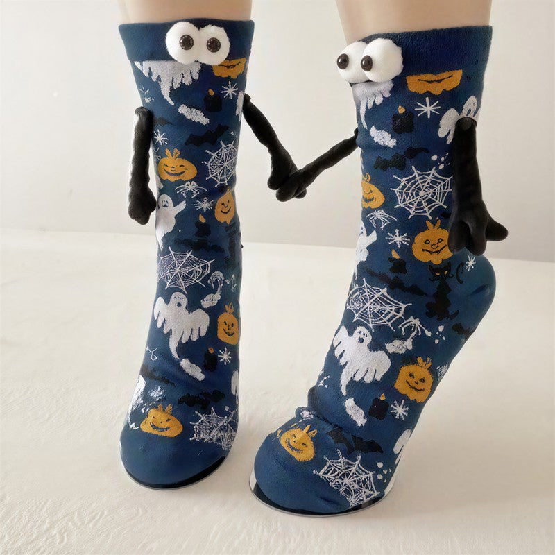 Halloween 3D-Augen Plüsch-Viertelsocken (4 Paar) - Blau - EU34-40 (US1-7) - image 1