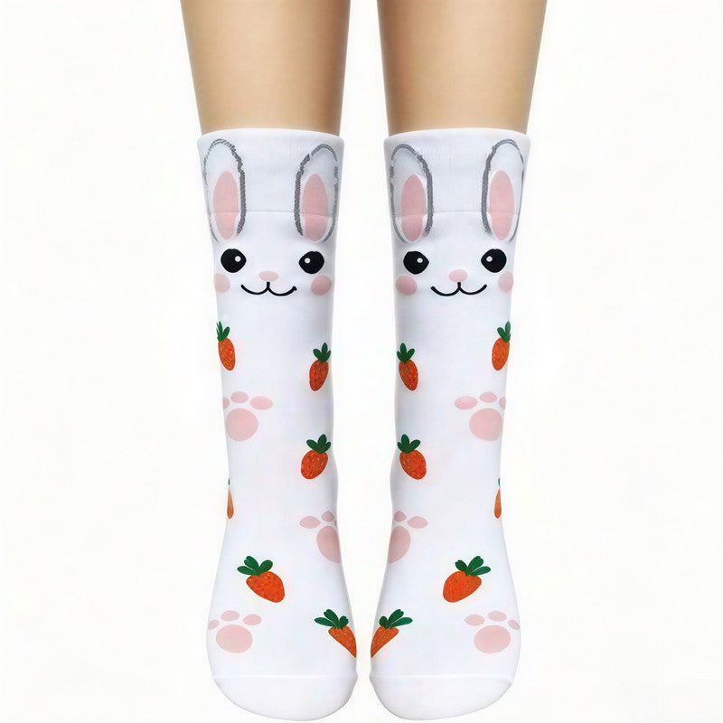 Niedliche Viertelsocken mit Cartoon-Tiermuster aus Baumwollmischgewebe (4 Paar) - Hellrosa - EU36-41 (US3-8) - image 4