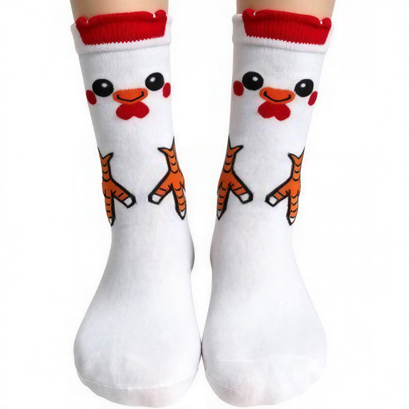 Niedliche Viertelsocken mit Cartoon-Tiermuster aus Baumwollmischgewebe (4 Paar) - Rot - EU36-41 (US3-8) - image 3