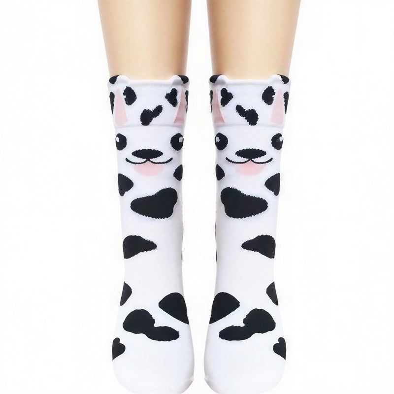 Niedliche Viertelsocken mit Cartoon-Tiermuster aus Baumwollmischgewebe (4 Paar) - Weiß - EU36-41 (US3-8) - image 1