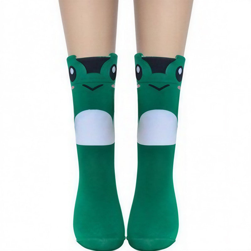 Niedliche Viertelsocken mit Cartoon-Tiermuster aus Baumwollmischgewebe (4 Paar) - Grün - EU36-41 (US3-8) - image 0