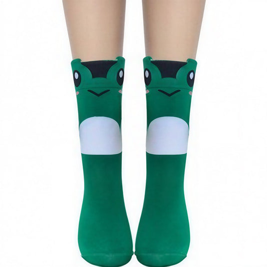 Niedliche Viertelsocken mit Cartoon-Tiermuster aus Baumwollmischgewebe (4 Paar) - Grün - EU36-41 (US3-8) - image 0