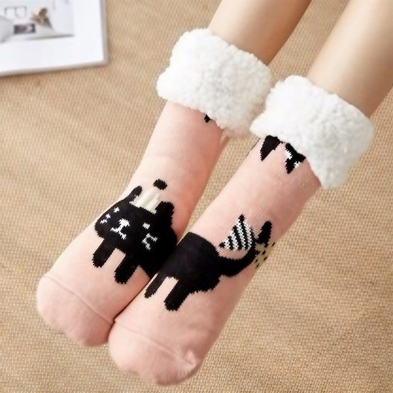 Panda-Streifen-Sherpa-Socken mit Bündchen, kuschelig, mittelhoch, Hausschuhe - Rosa - EU35-42 (US2-8) - image 7