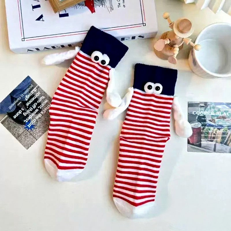 Verspielte, gestreifte Cartoon-Viertelsocken (4 Paar) - Rot - EU35-40 (US2-7) - image 3